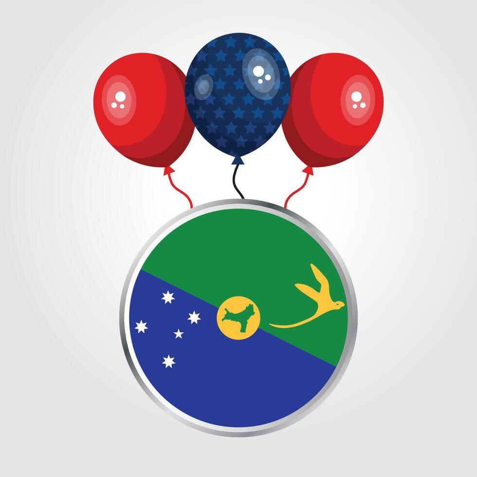 Celebration Christmas Island National Flag With Balloons vector
