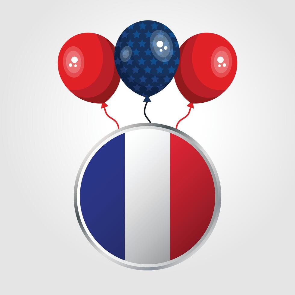 Celebration France National Flag With Balloons vector