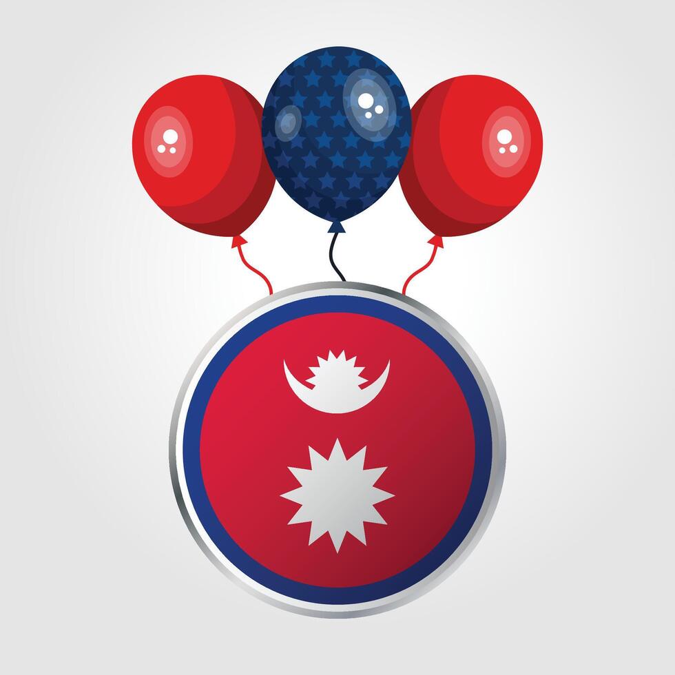 Celebration Nepal National Flag With Balloons vector