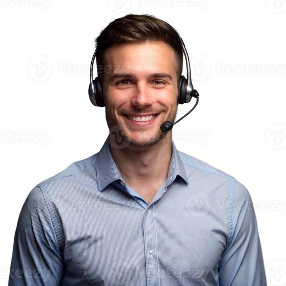 Smiling Customer Service Representative with Headset, Transparent Background png