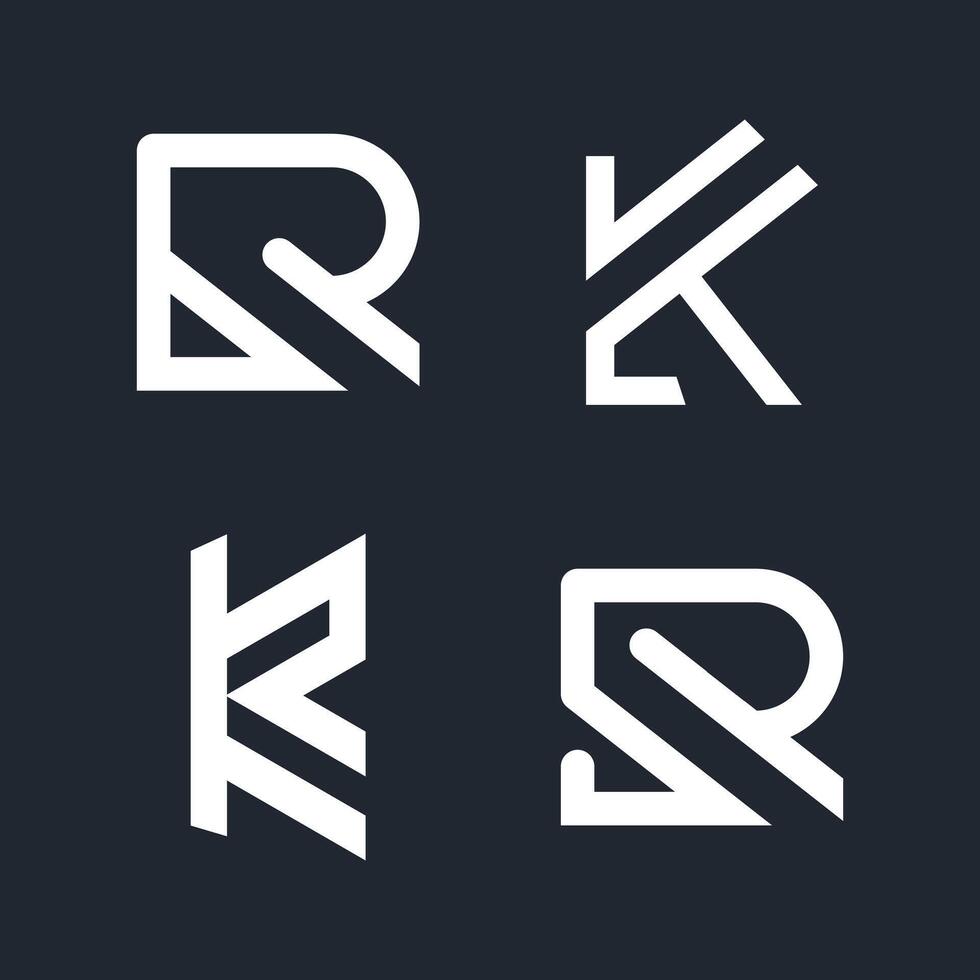 Set of letter KR design idea with modern concept for business vector