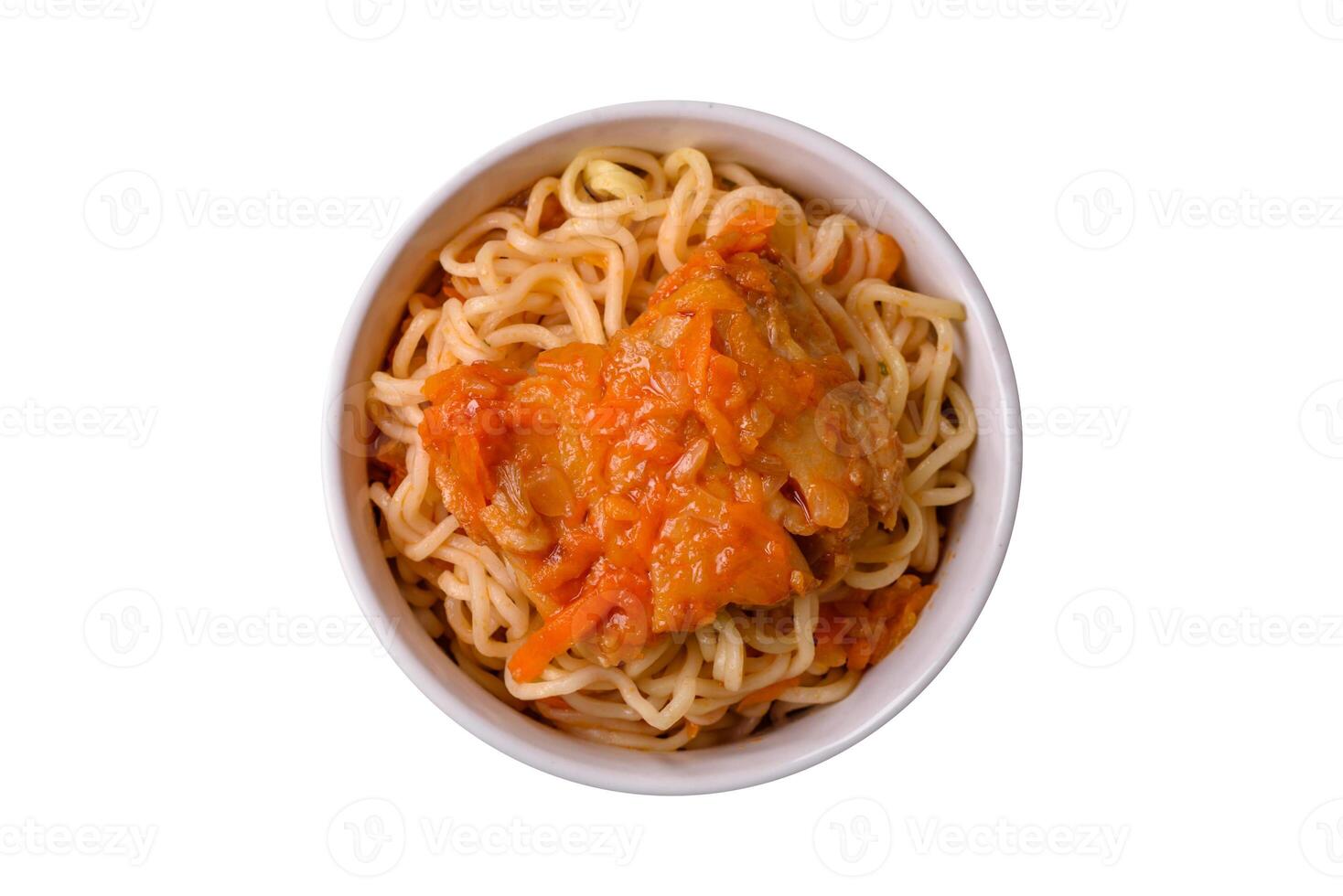 Rice noodles with fish and sauce, salt and spices photo