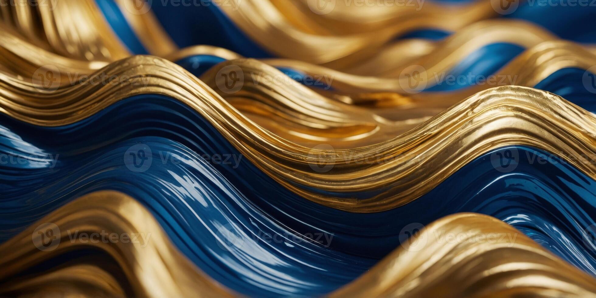 Abstract gold, blue wave background Minimal gold graphic wallpaper background. photo
