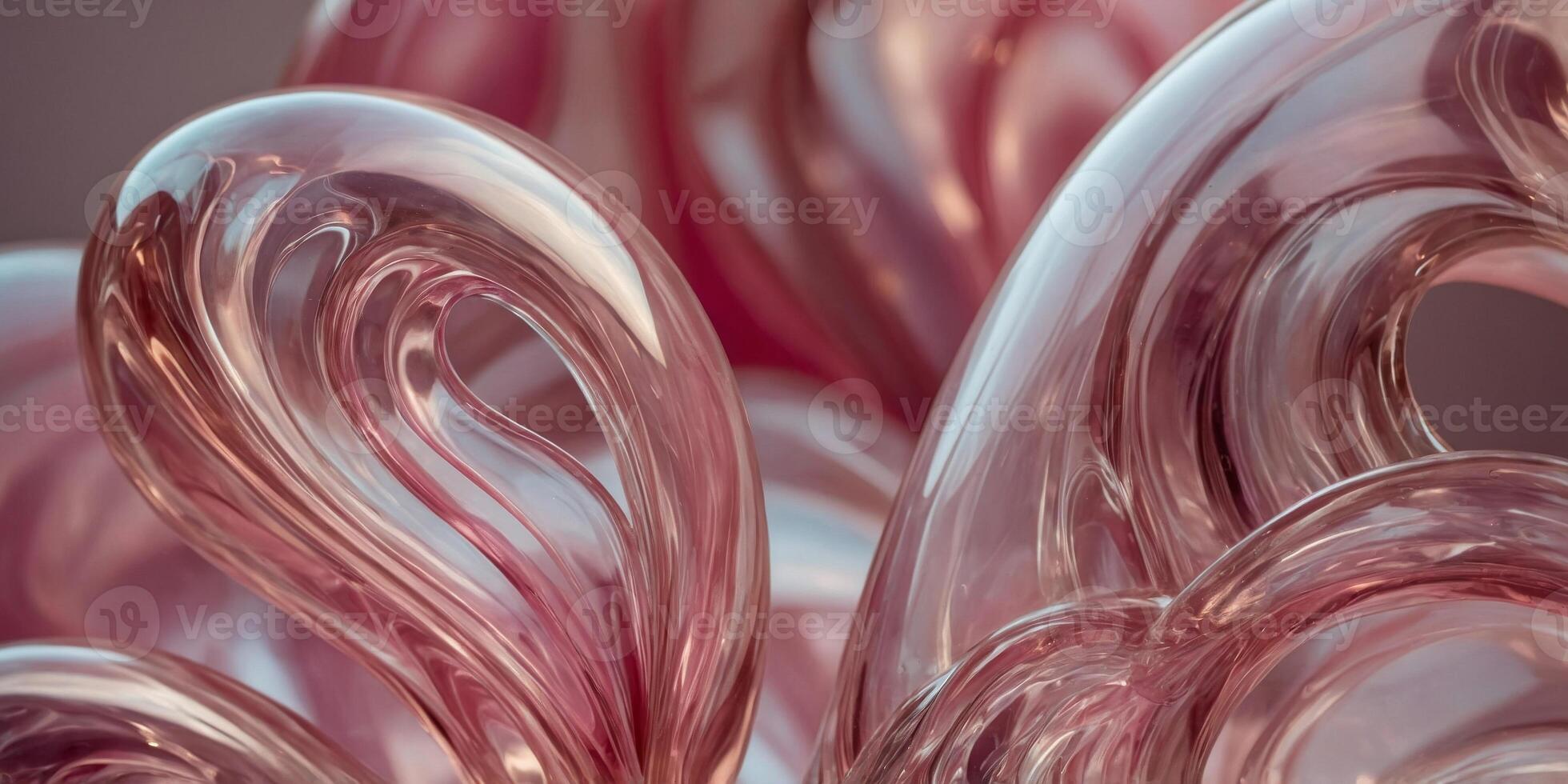 Abstract Glass Sculpture with Smooth Curves and Translucent Pink Hues. photo