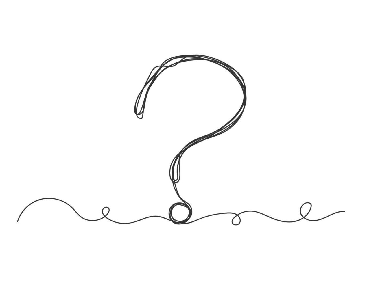 Question mark continuous one line drawing isolated illustration. vector