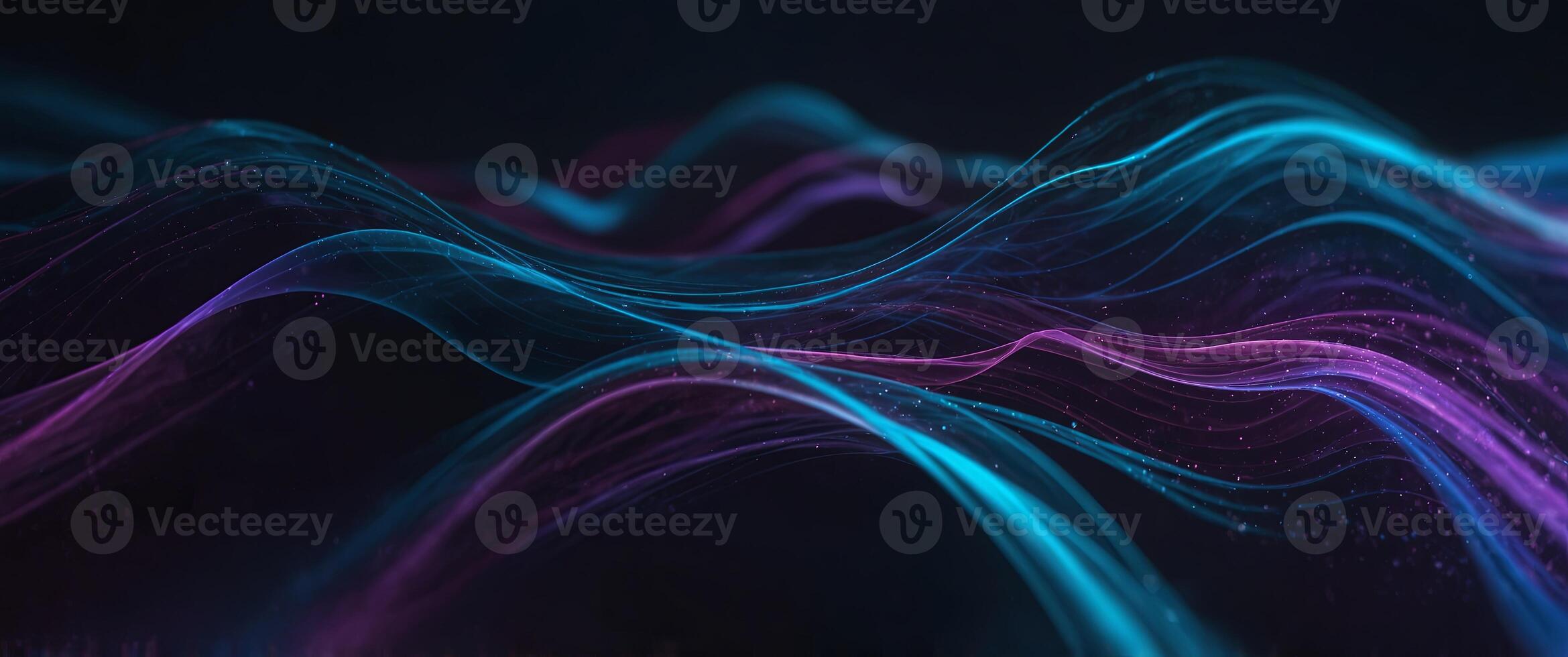 Abstract Neon Blue and Purple Waves Design. photo