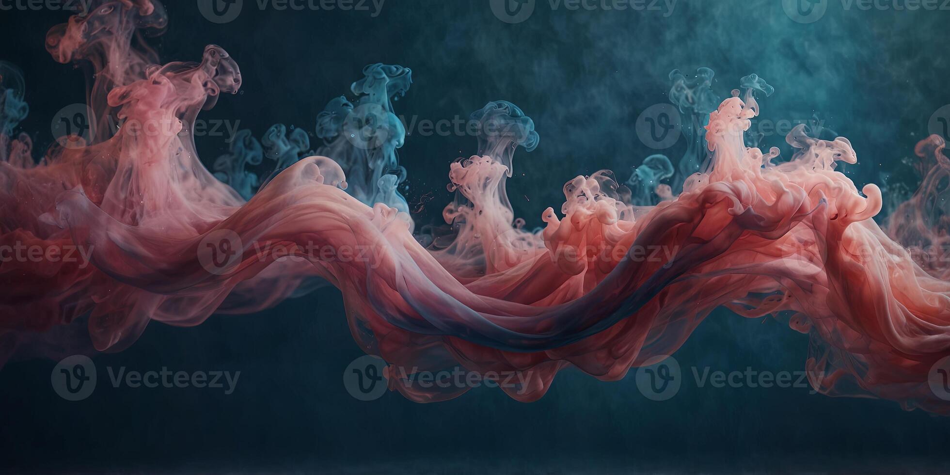 Abstract colorful smoke waves in blue and pink tones, artistic background Creative digital art concept. photo