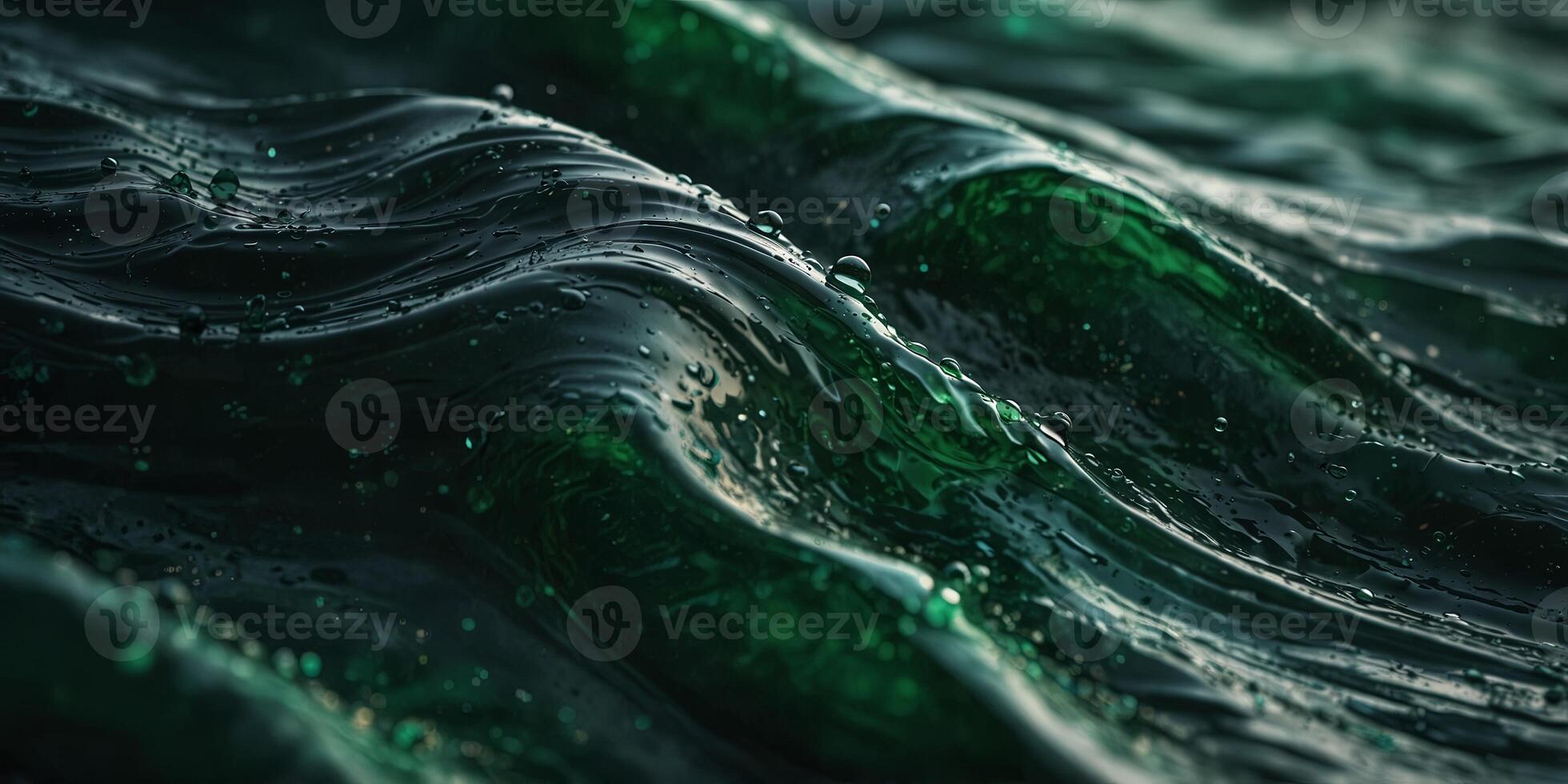 Abstract green waves, fluid dynamics Modern digital art concept. photo