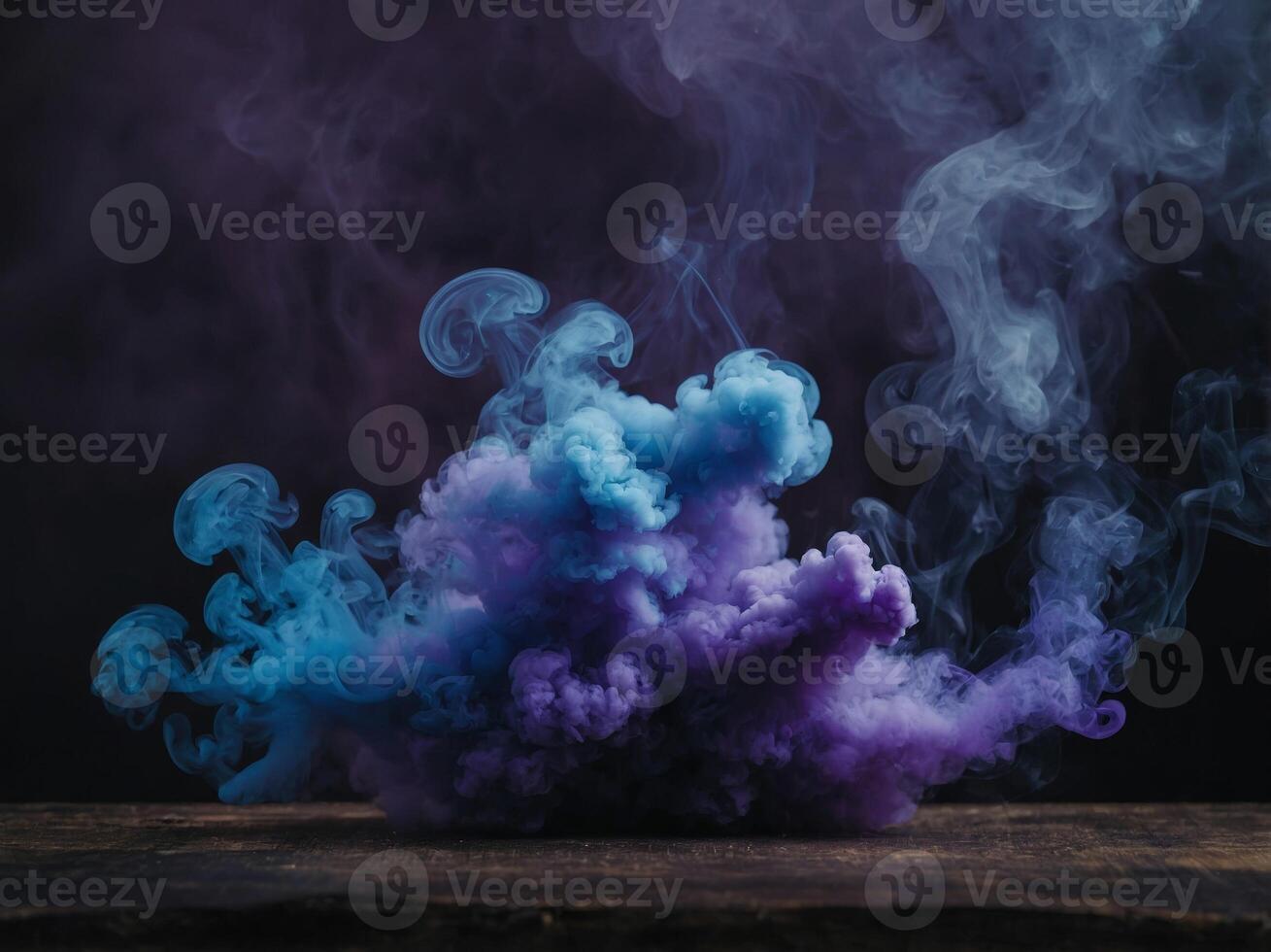 Electric blue and purple smoke create a moody and atmospheric smokescape giving off a sense of mystery and intrigue. photo