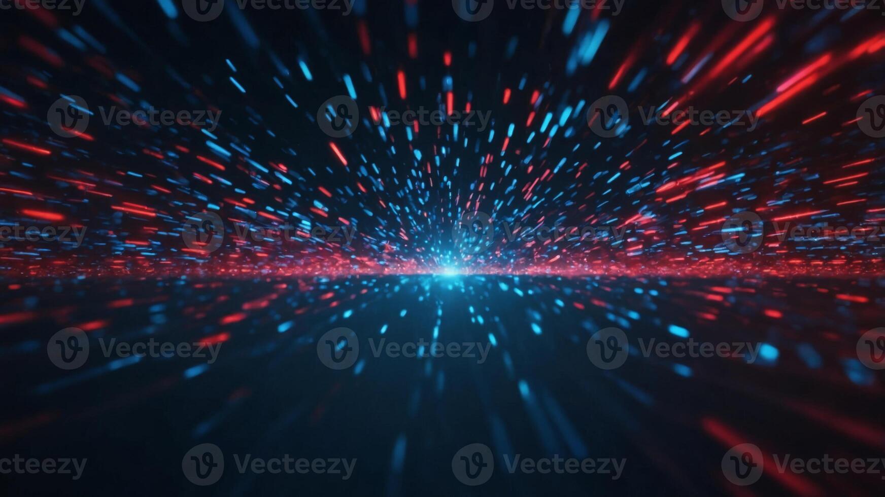 Abstract blue and red glowing neon light beams with motion blur effect. photo