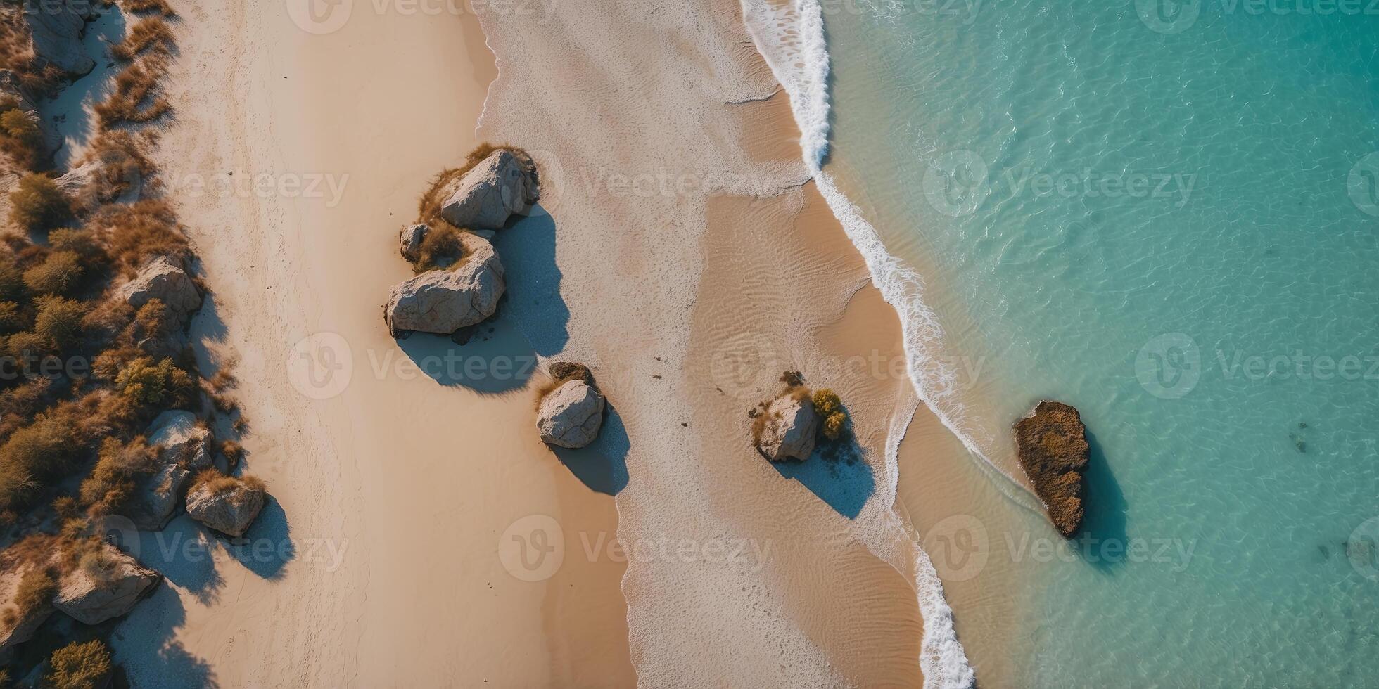 Top down aerial view of an stunning beautiful sea landscape beach with turquoise water, Beautiful Sand beach with turquoise water. photo