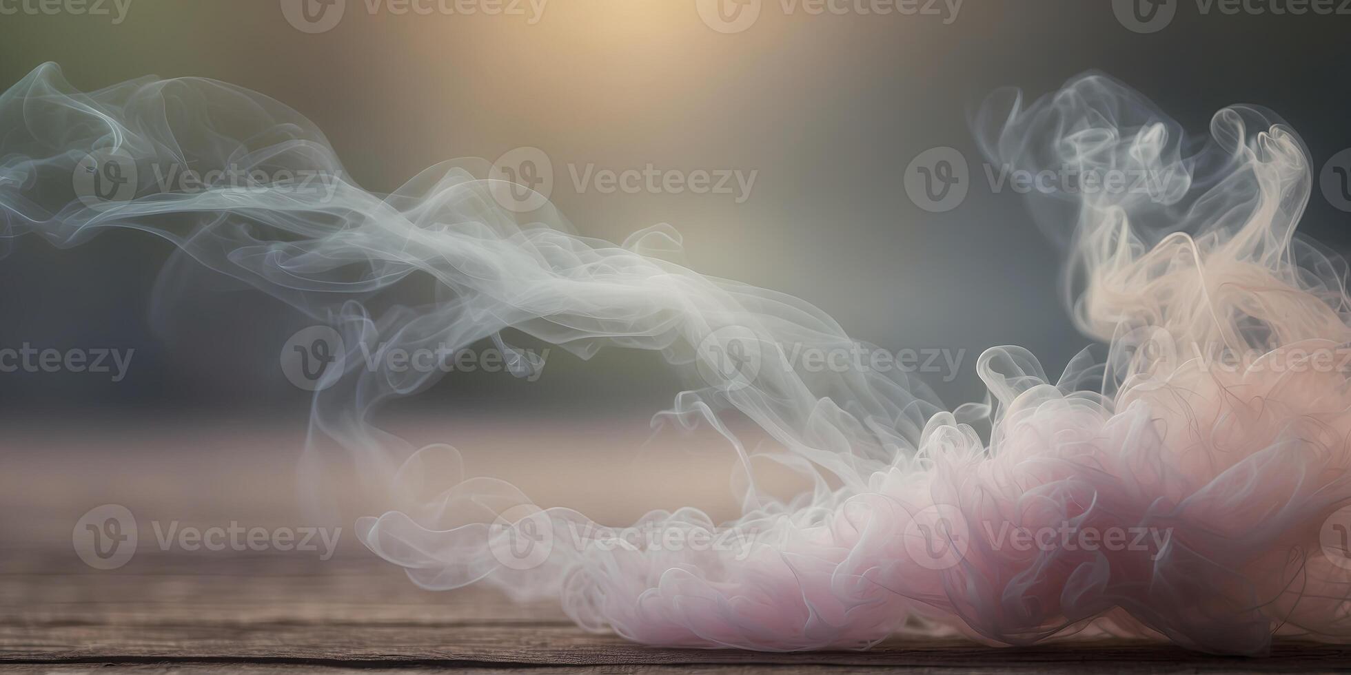 Delicate pastel smoke moves gracefully and gracefully in the wind creating a sense of magic and wonder. photo