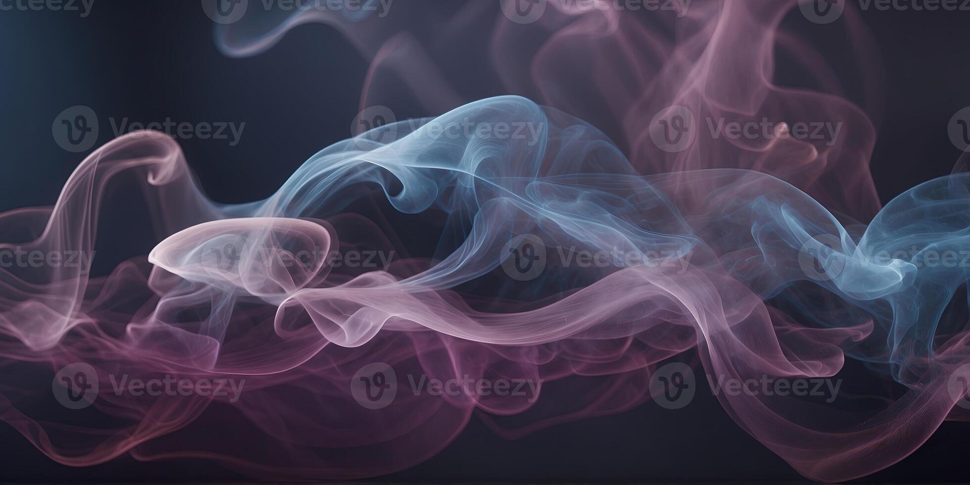 Abstract image of glowing blue and purple smoke-like waves. photo