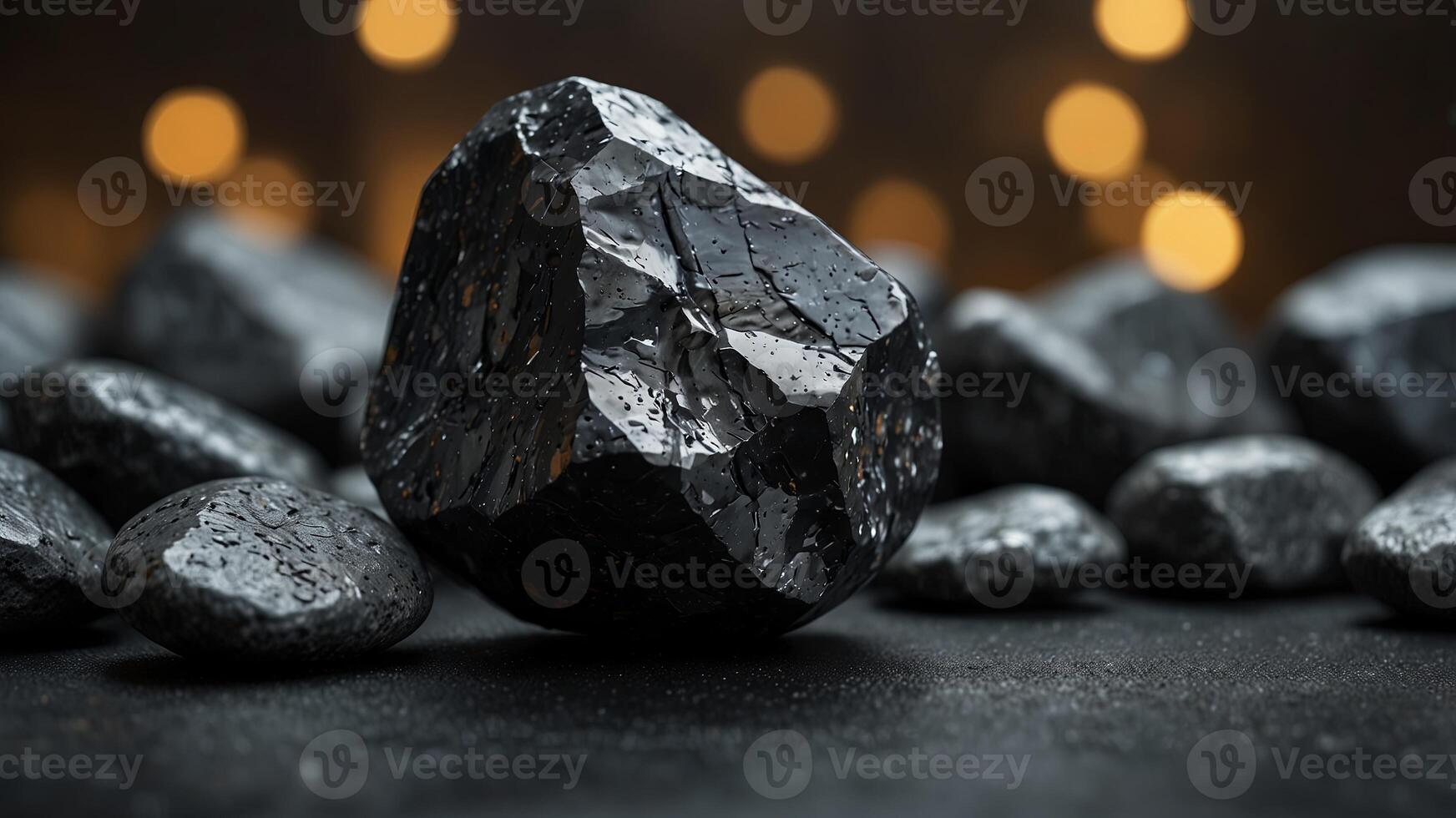 Black stone composition for display in products showcase. photo