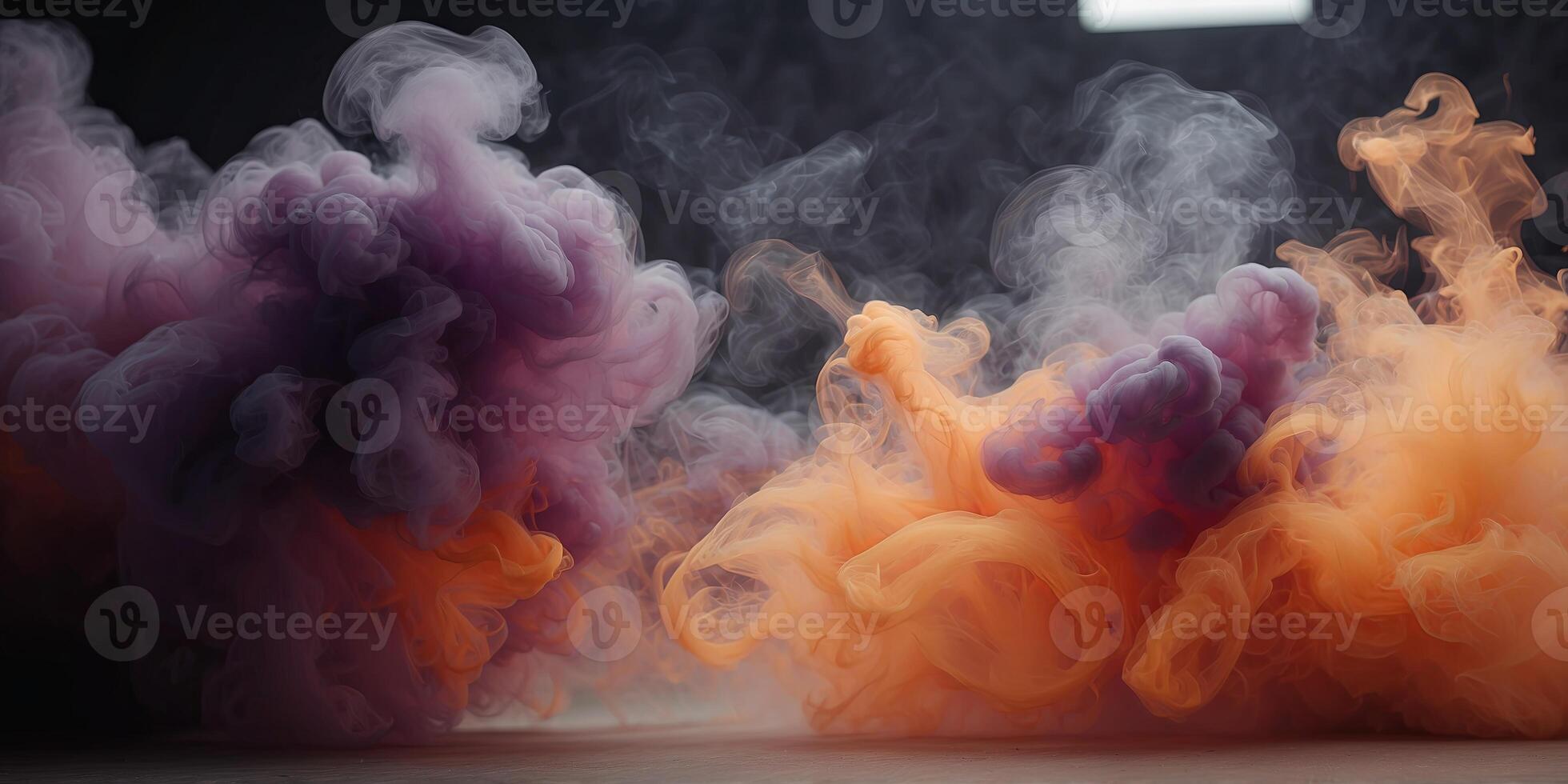 Shades of fiery orange and deep purple collide in this intense and colorful smoke footage. photo