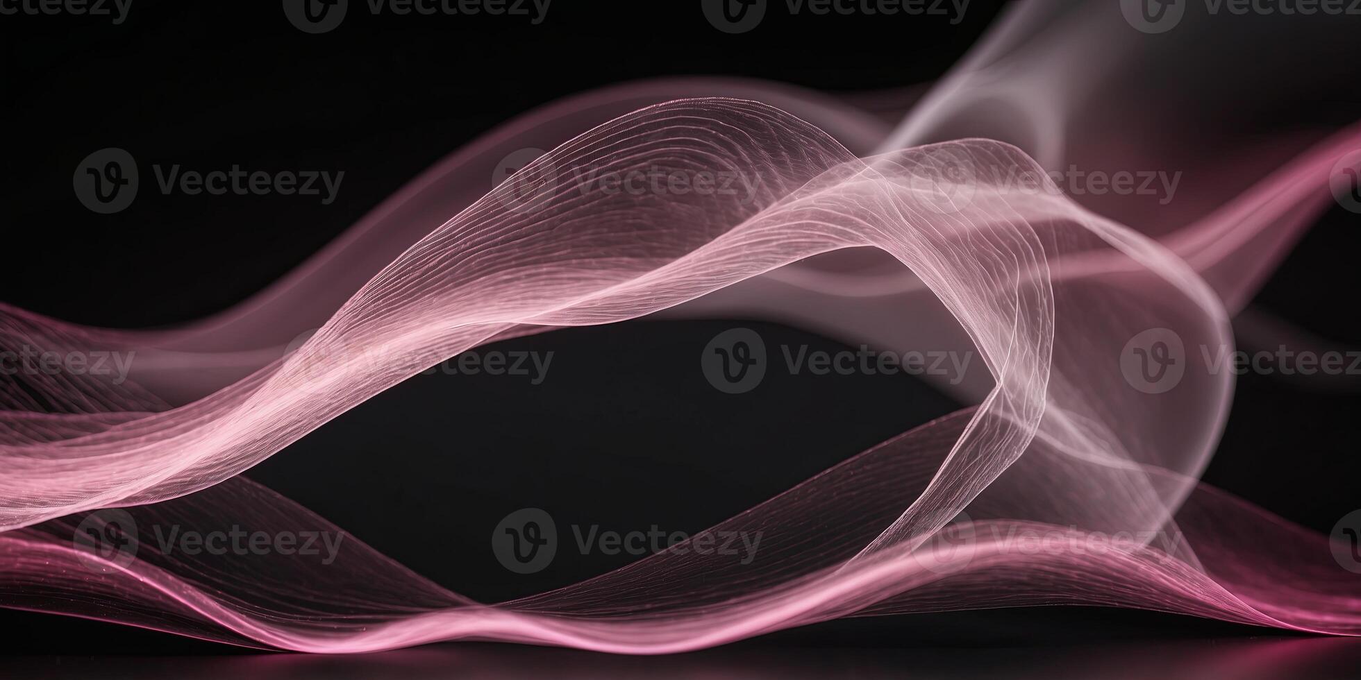 Black background pink and white wave line. photo