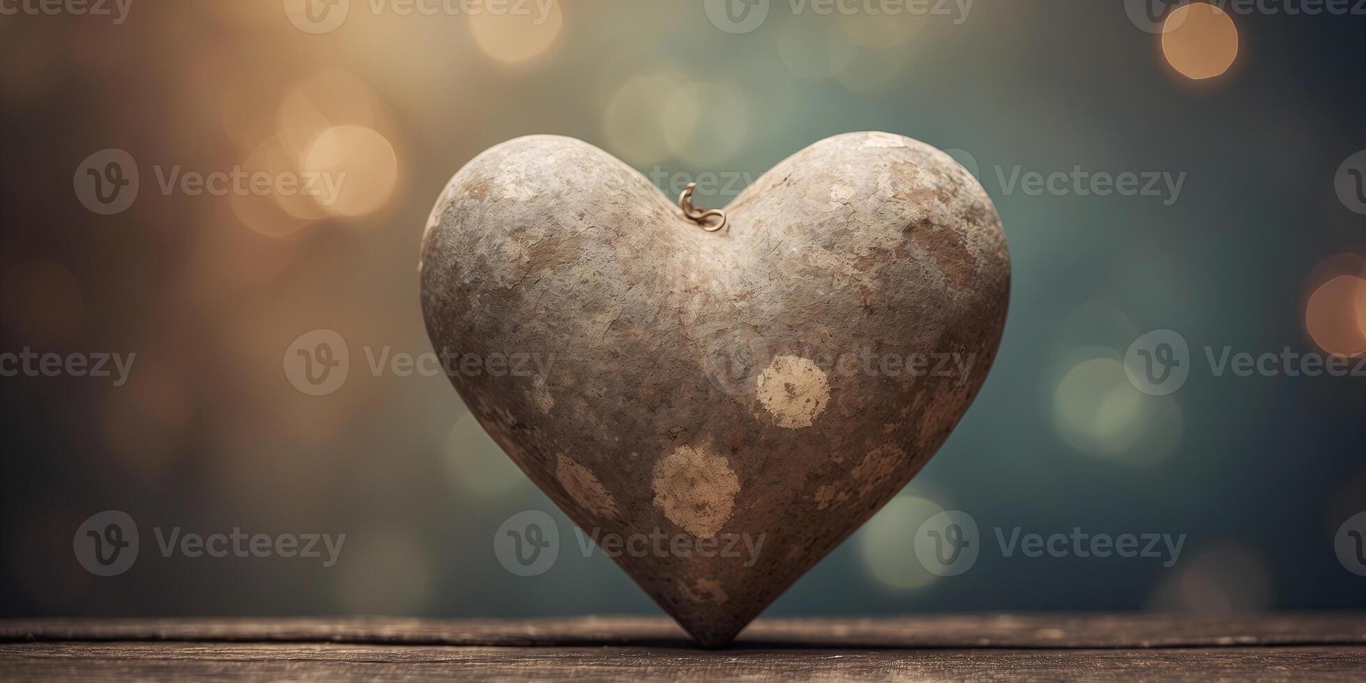Vintage background with old dirty background and shabby heart Retro love concept. photo