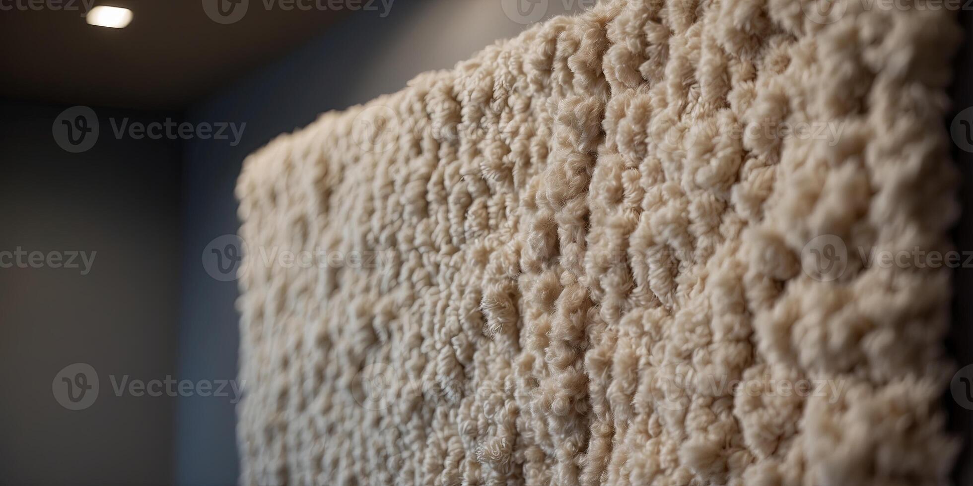 A luxurious wool rug hanging on a wall creating a beautiful and unexpected piece of art. photo