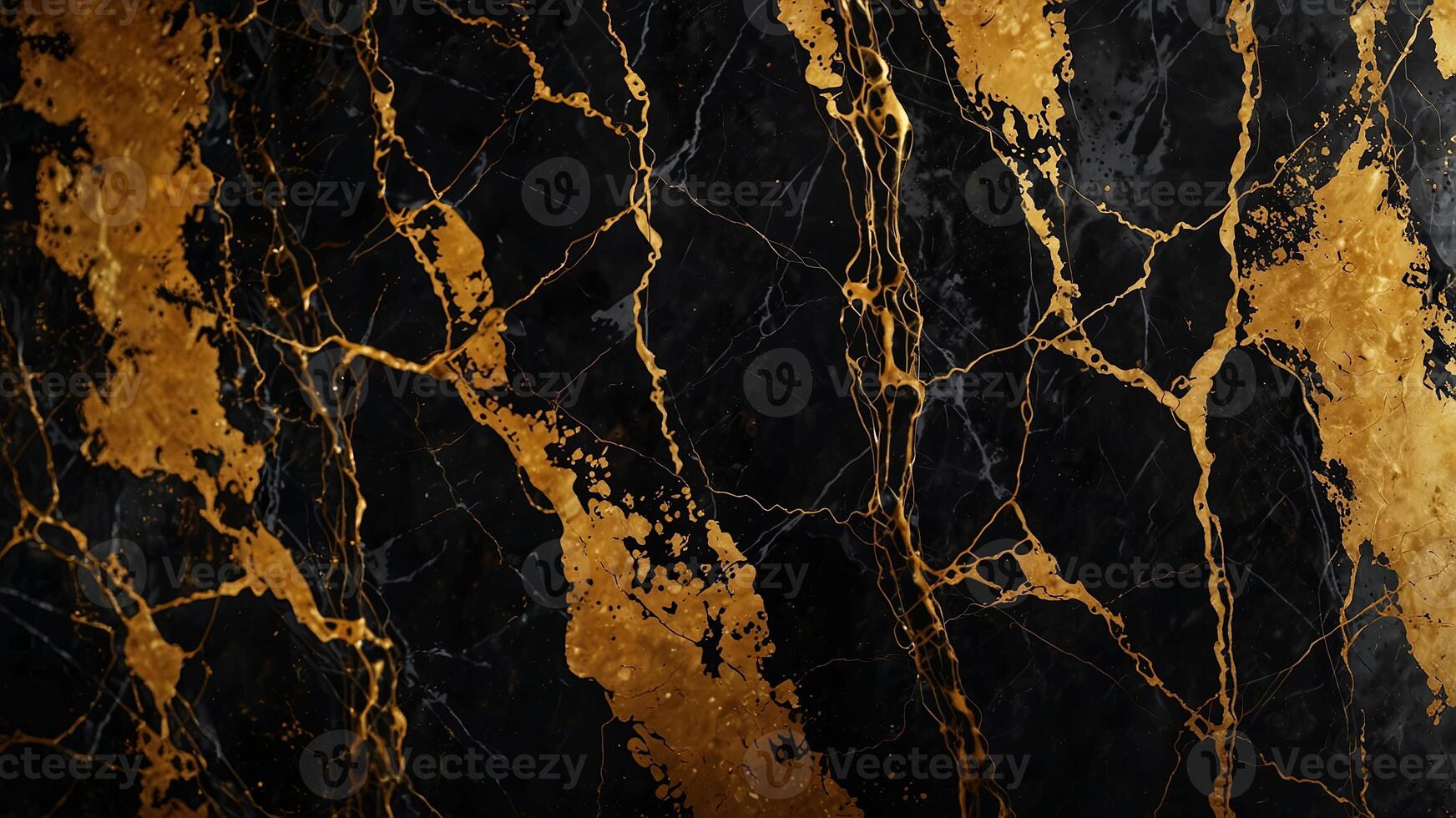 Close up of a black and gold marble background. photo