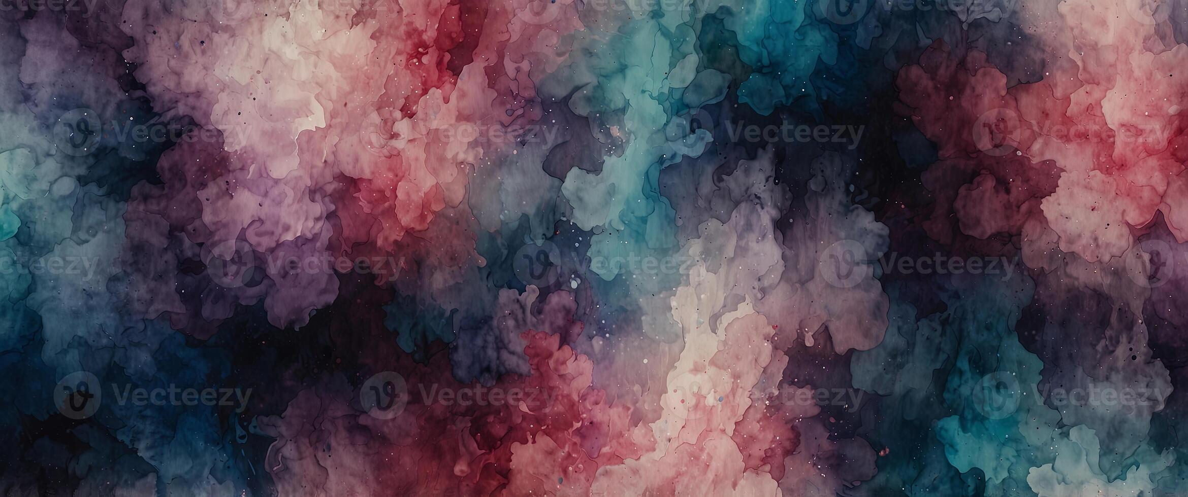 A fluid abstract watercolor with overlapping layers of blue, purple, and pink. photo