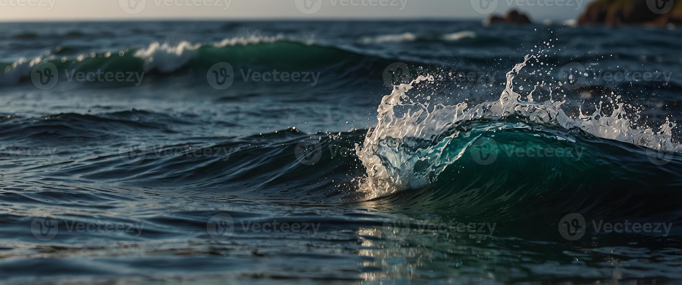 A rectangular frame of cascading water capturing the motion of crystal-clear waves splashing dynamically. photo