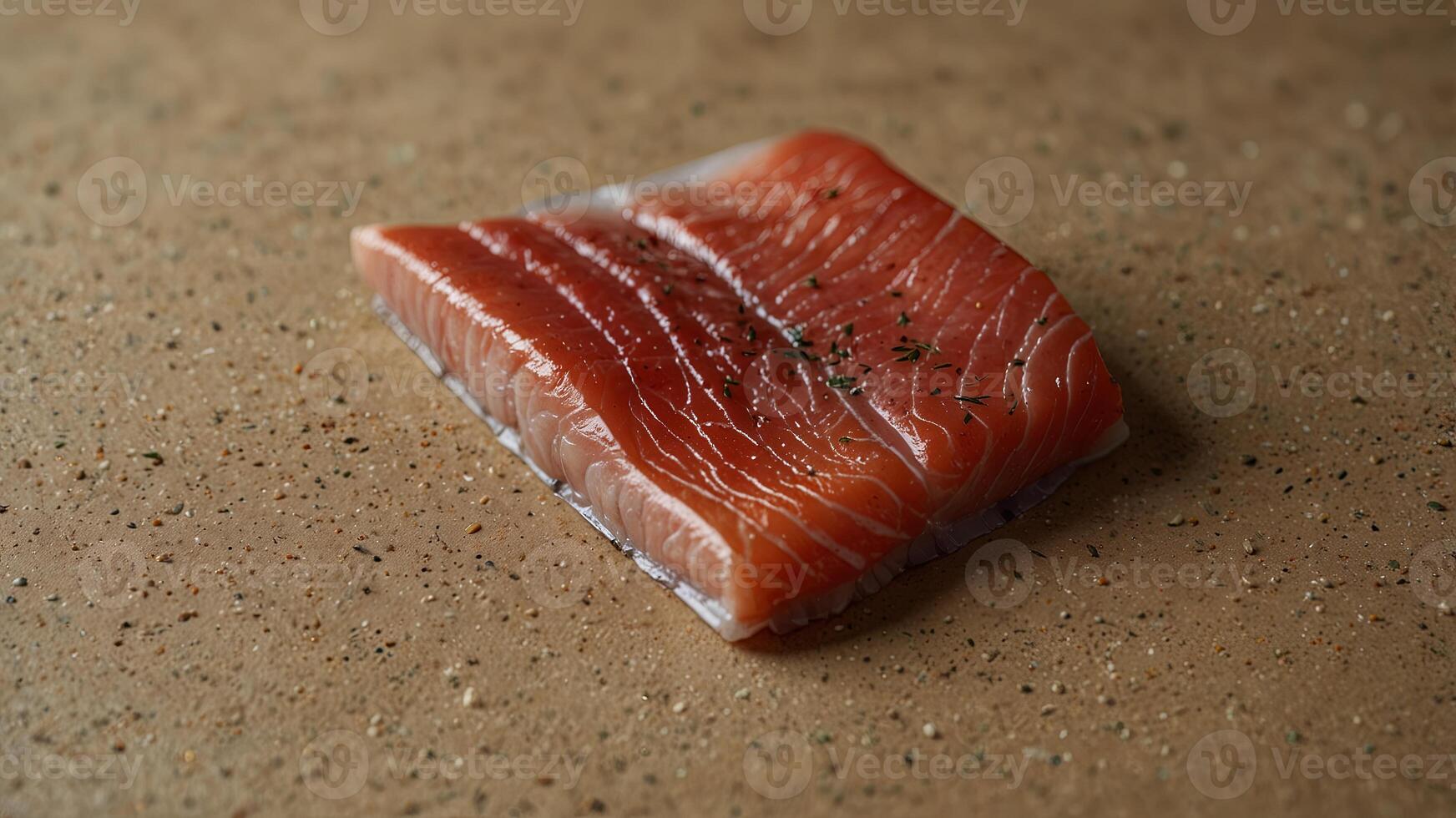 Fresh raw fish fillet on beige background, studio shot Seafood and cooking concept. photo