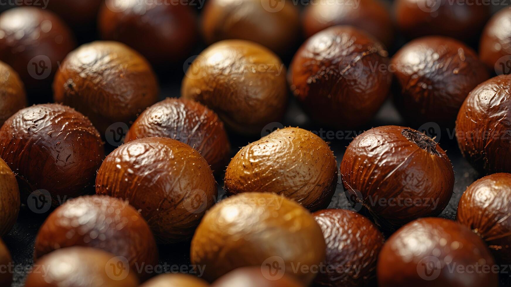 Close up of roasted chestnuts as a background with copy space image. photo
