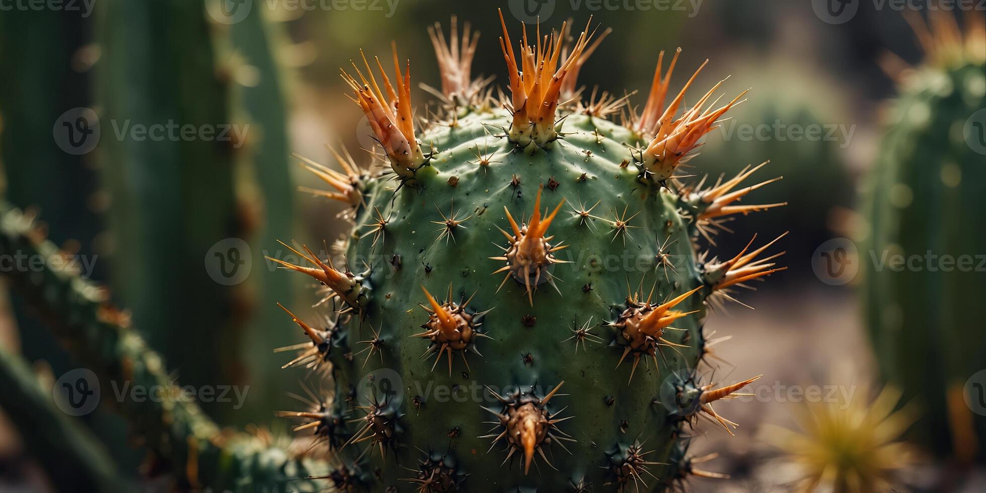 Close-up of cactus spines in abstract composition. photo
