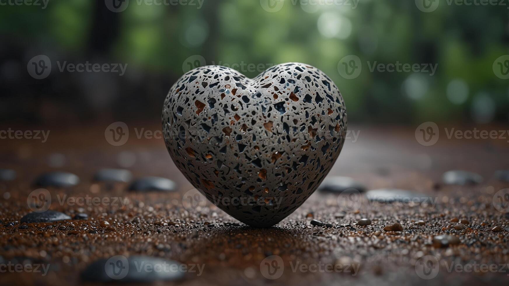 Heart shaped stone object with copy space image. photo