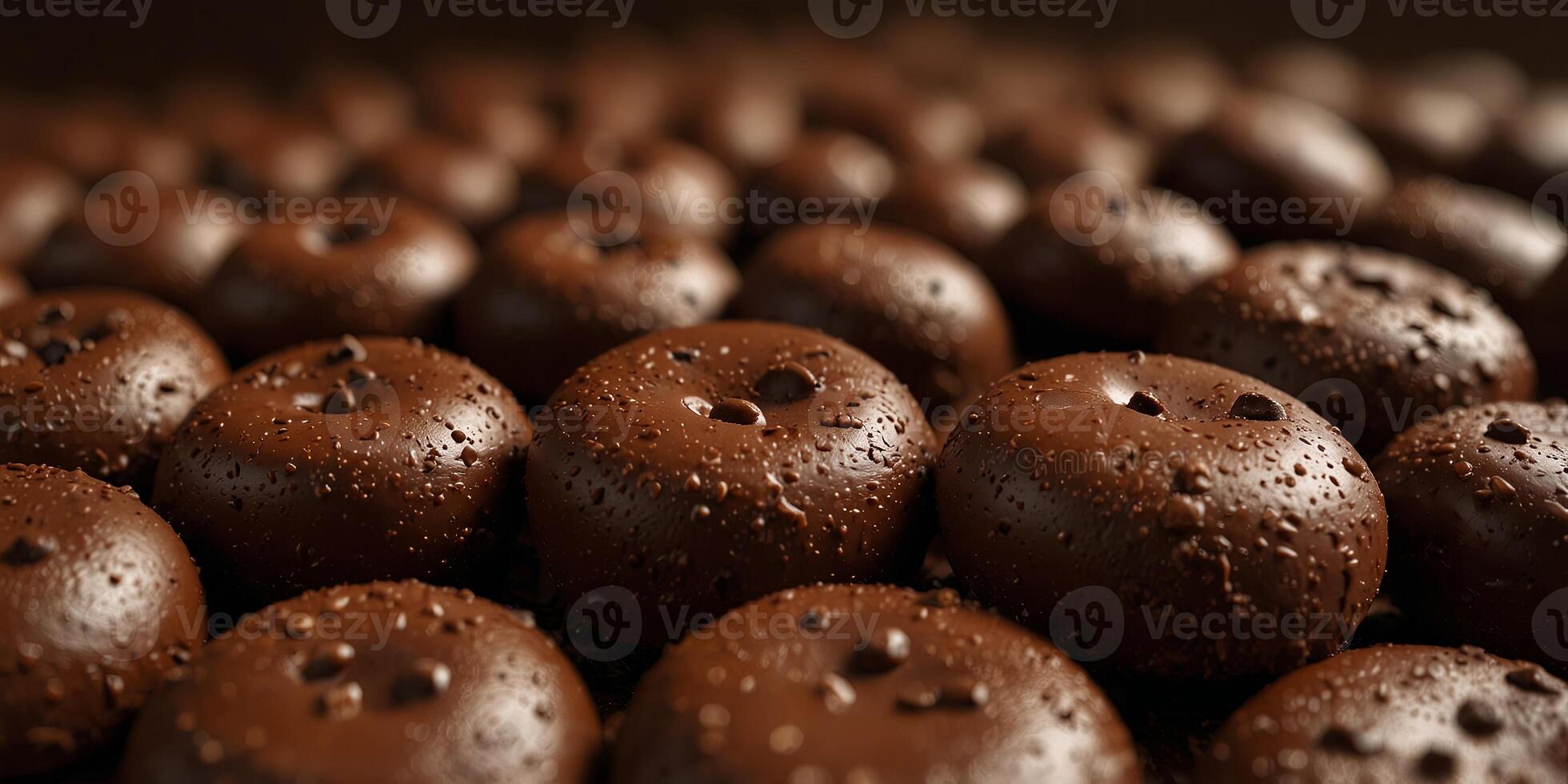 Close Up of Chocolate Surface With Chocolate Chips. photo