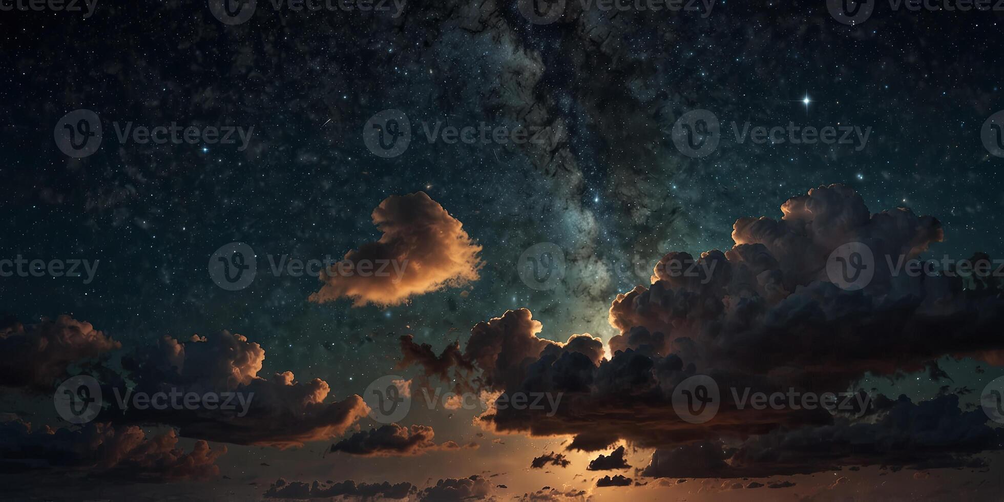 A night sky filled with stars and clouds. photo