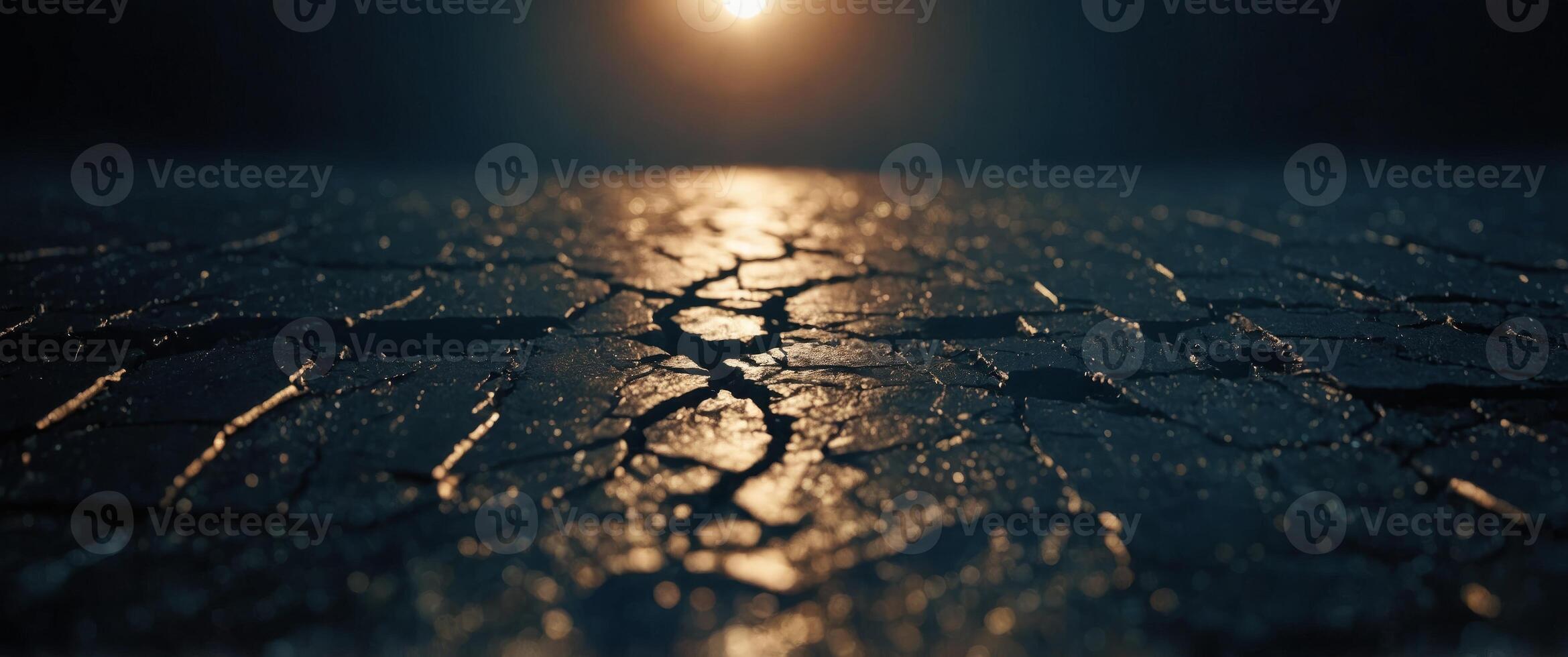 The essence of a breakthrough as a crack illuminating the darkness. photo