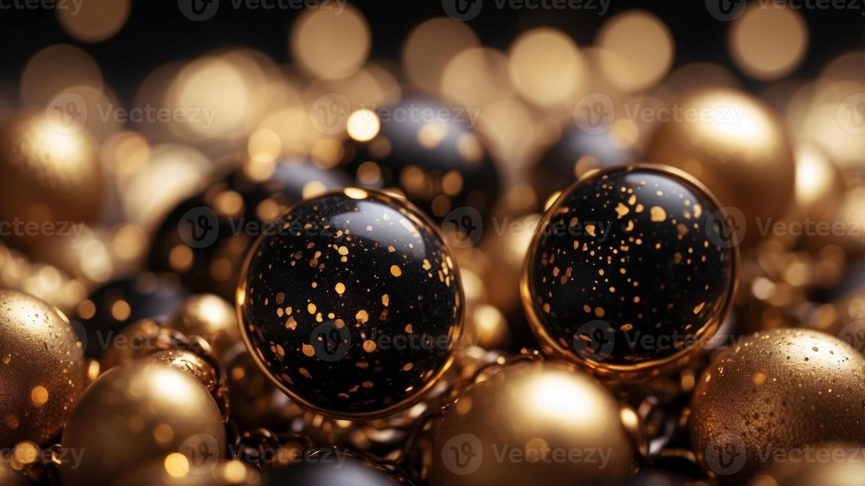 Luxurious black and gold swirls with glittering particles. photo