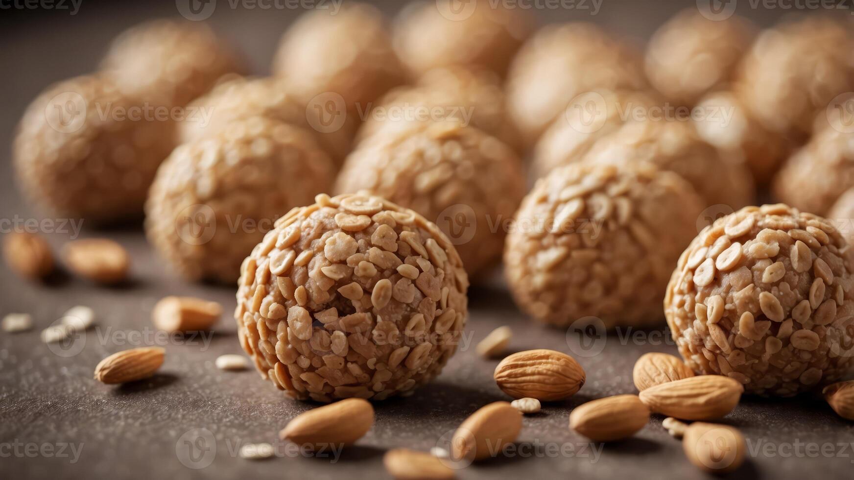 Energy bites made from oats peanut butter. photo