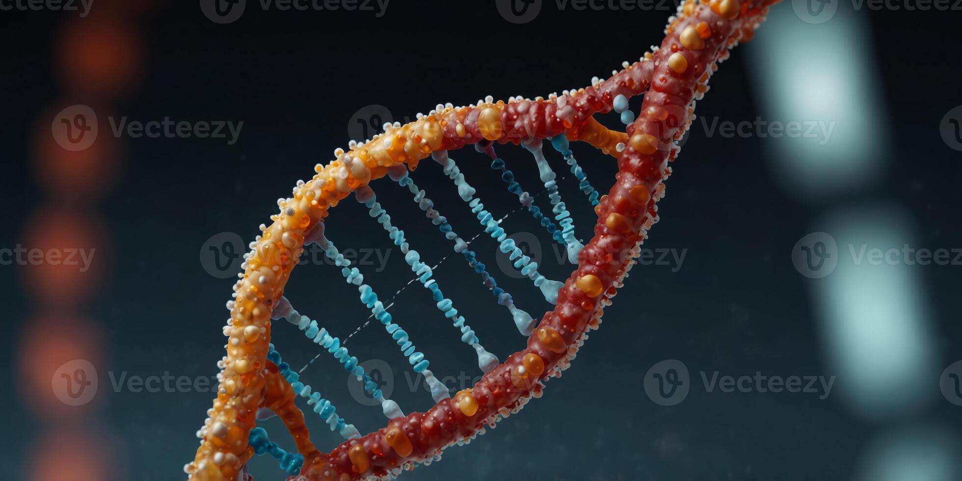 Genetic Engineering modifying DNA, side view, demonstrating gene editing. photo