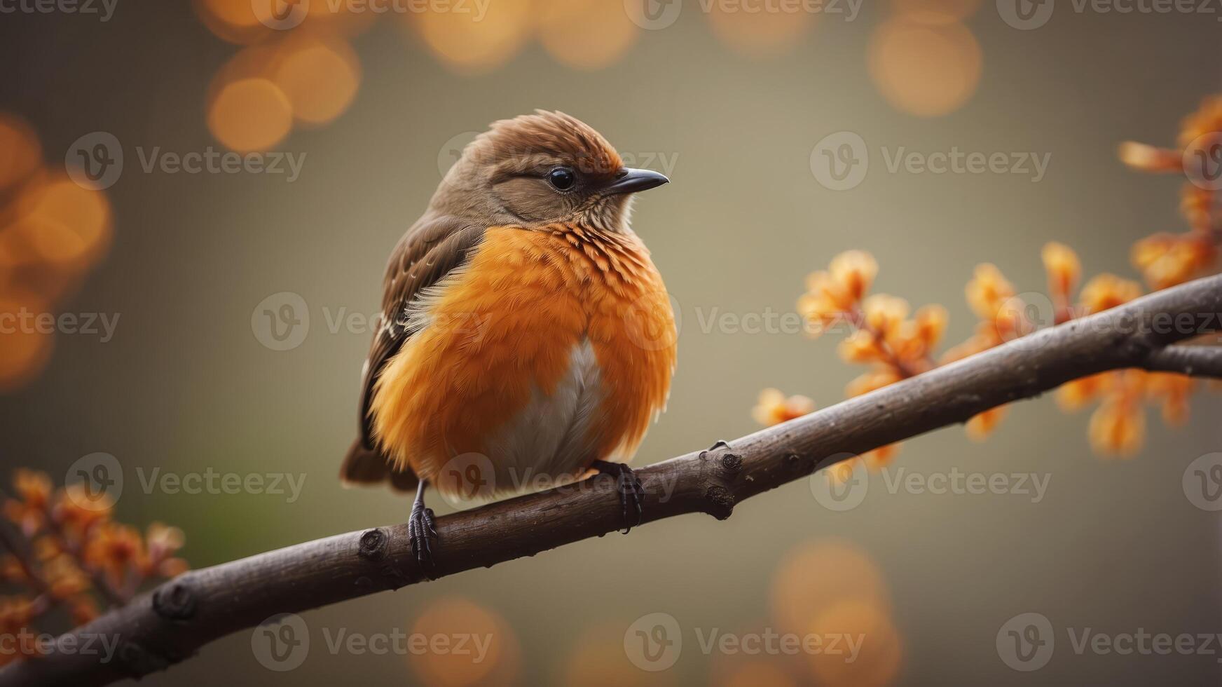 Close-up of a beautiful brown and orange bird. photo