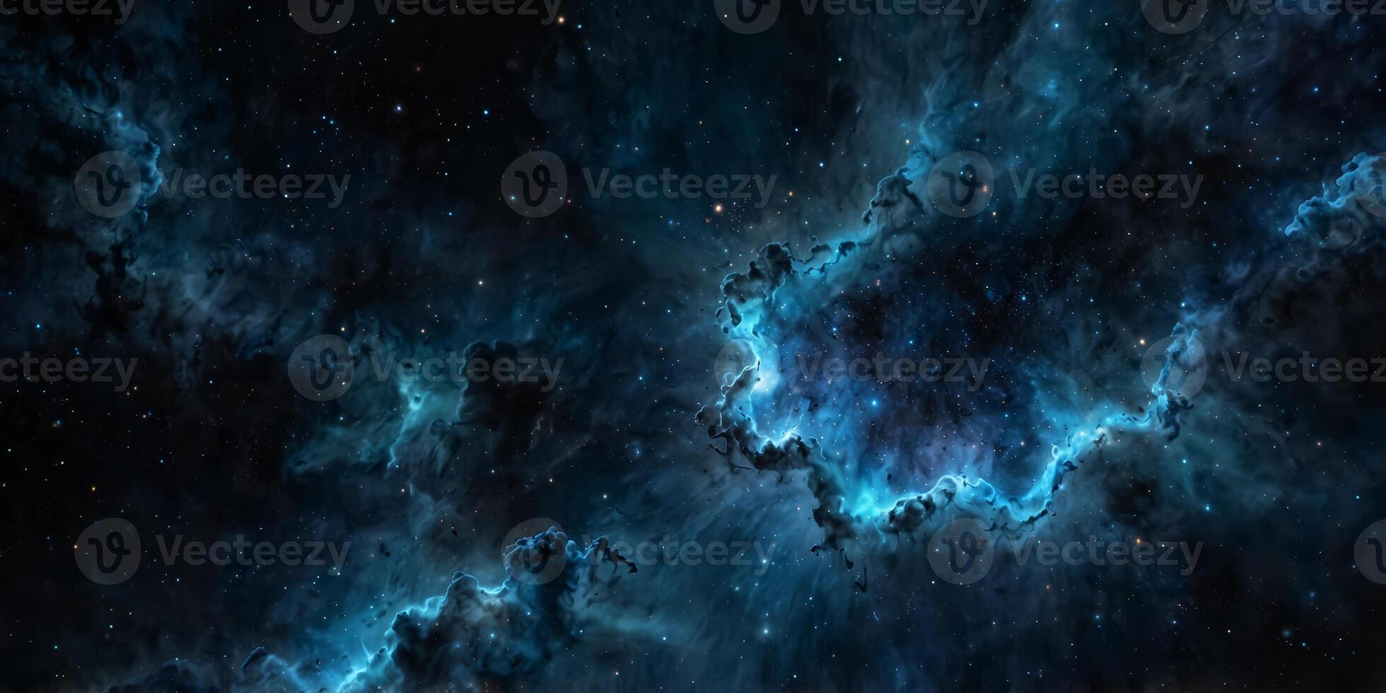 A breathtaking digital artwork depicting a vibrant blue nebula scattered with stars, representing the infinite beauty of outer space. photo
