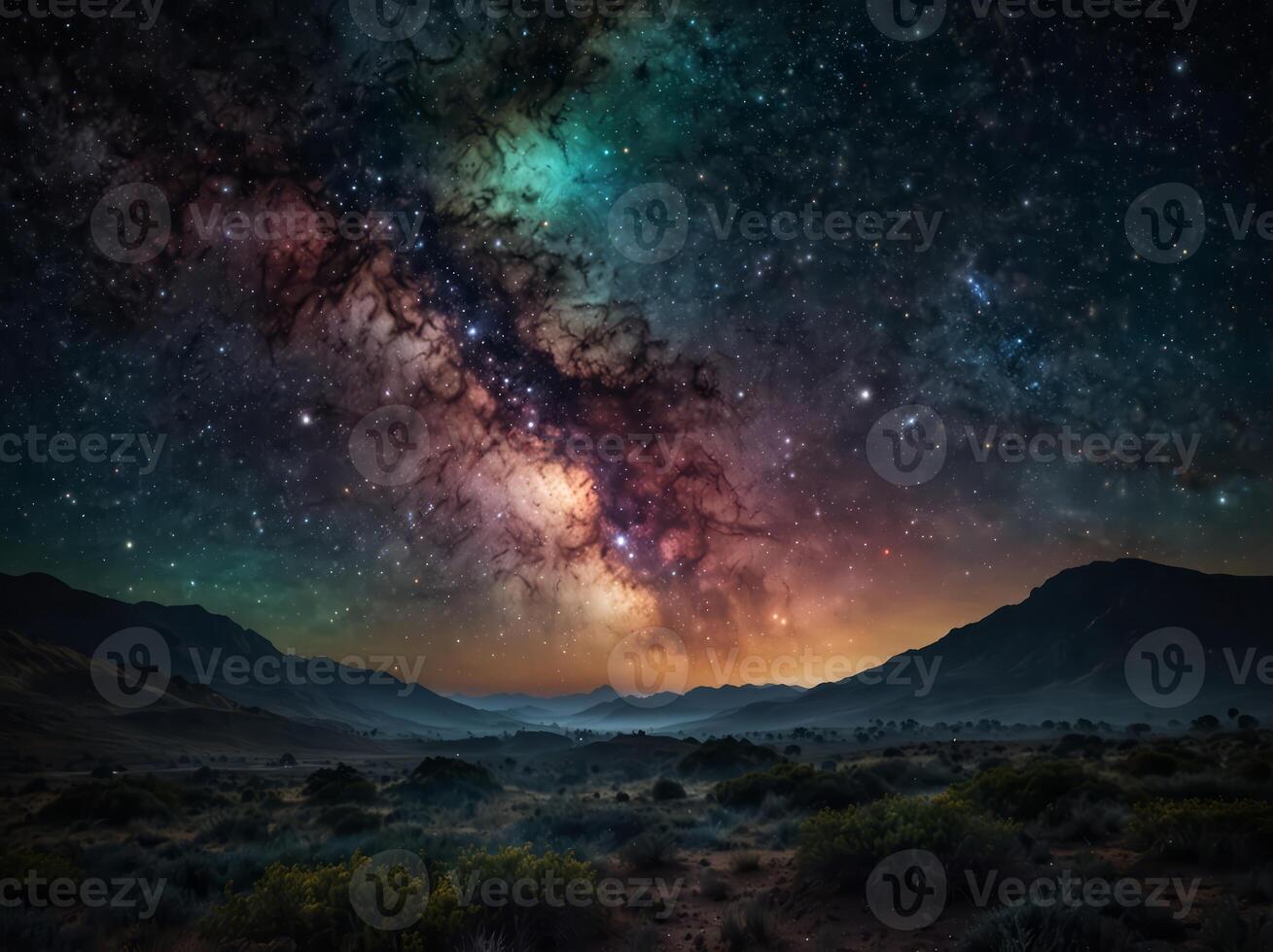 Breathtaking landscape wallpaper featuring a stunning view of deep space with twinkling stars, nebulas, and galaxies in vivid color. photo