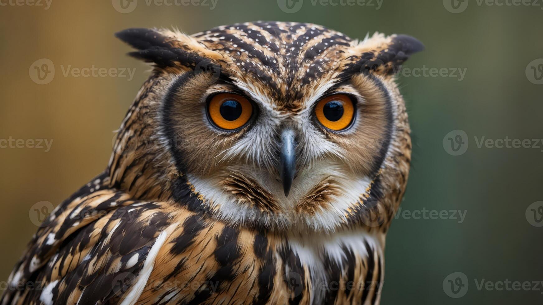 Owl Close-Up A Glimpse into the Intensity of Nature's Watcher. photo