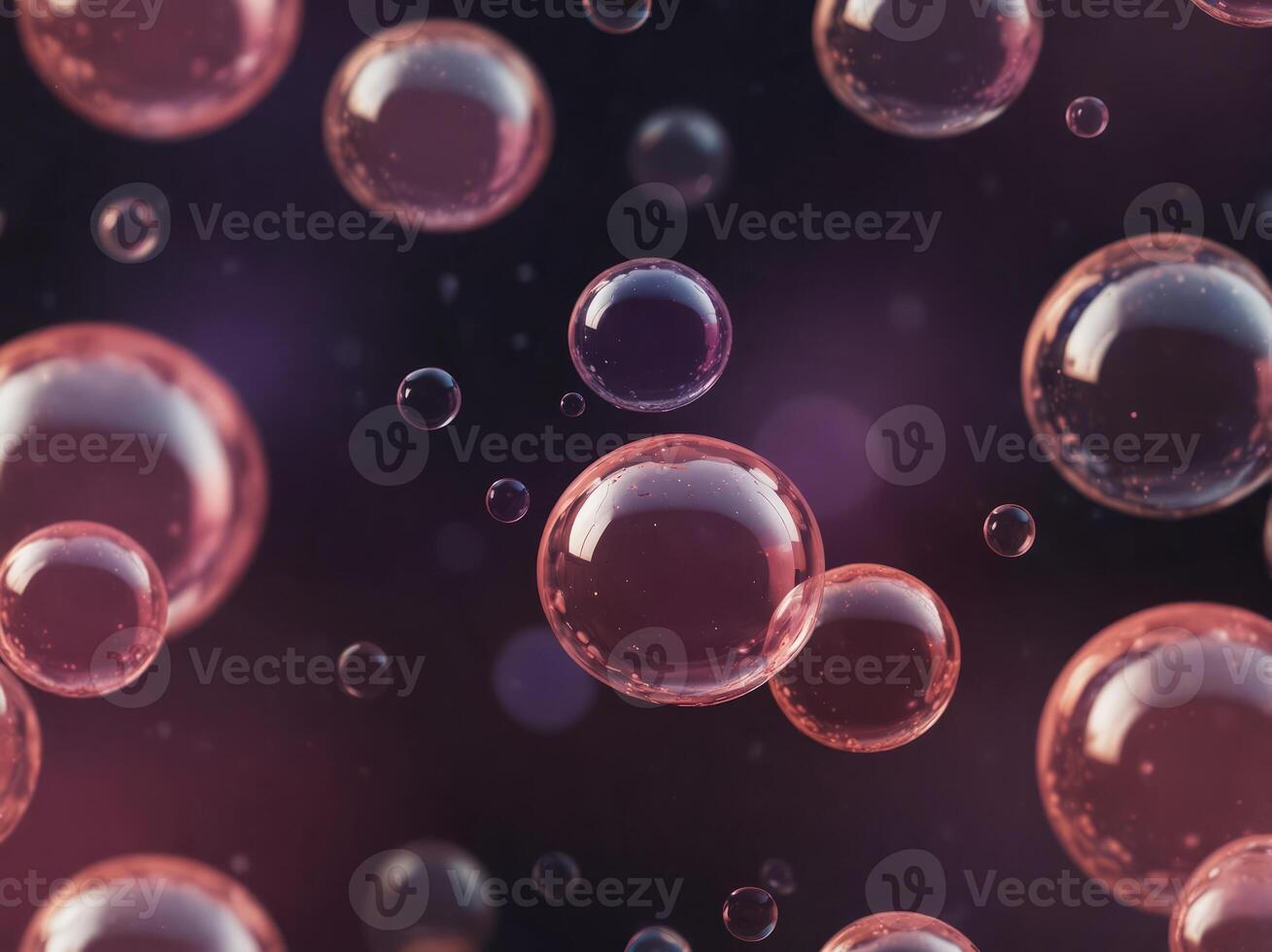 Pink and purple bubbles of various sizes. photo