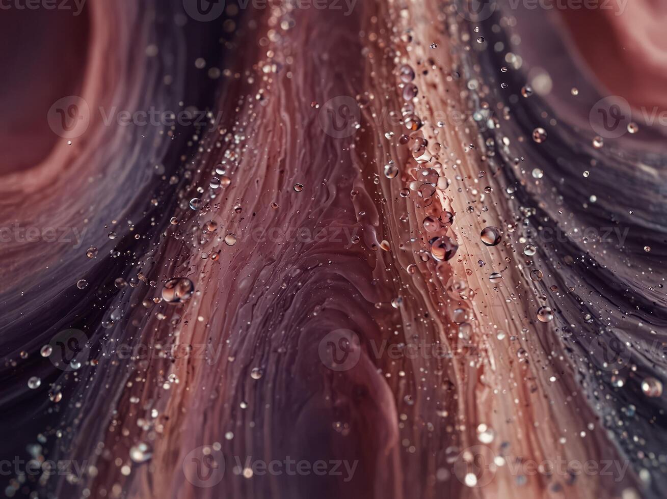Pink and purple abstract waves with bubbles. photo