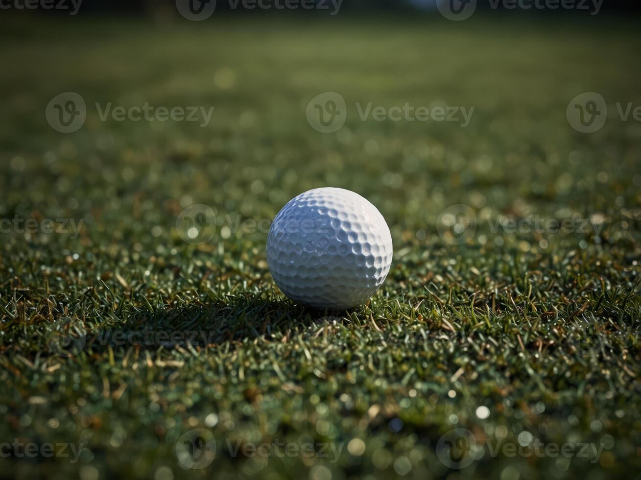 close up of golf ball on a green near hole. photo