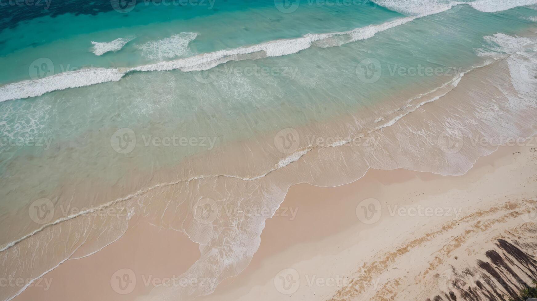 beautiful tropical white empty beach and sea waves seen from above seychelles grand anse beach aerial perspective. photo