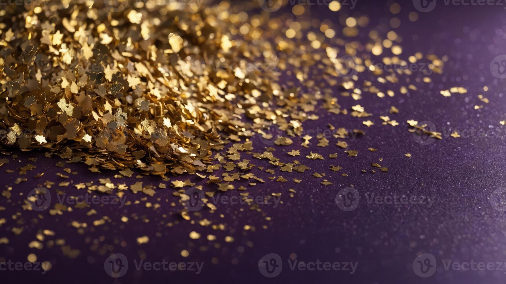 gold and purple abstract glitter confetti bokeh background. photo