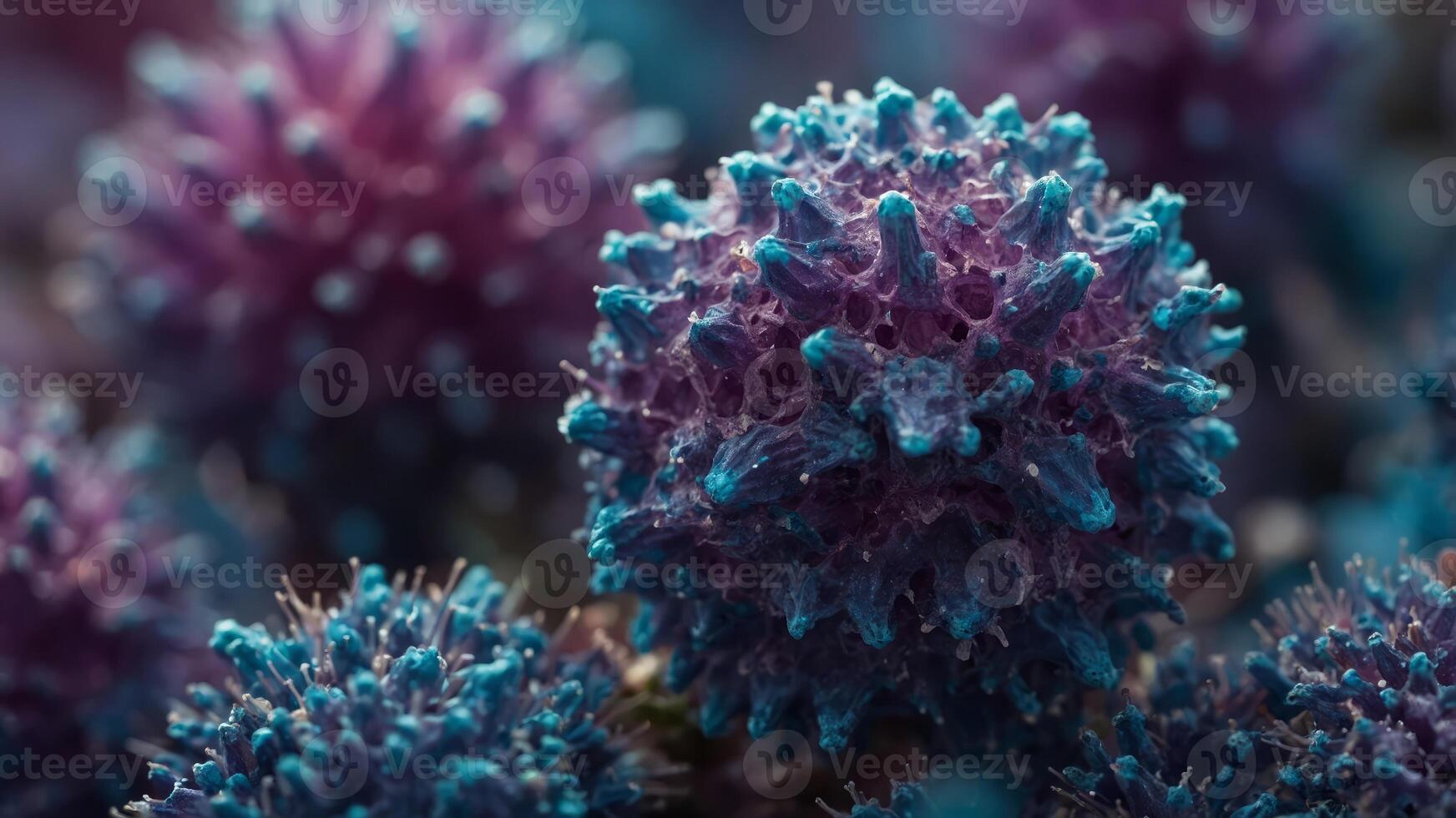 Close-up of a blue and purple cellular structure. photo