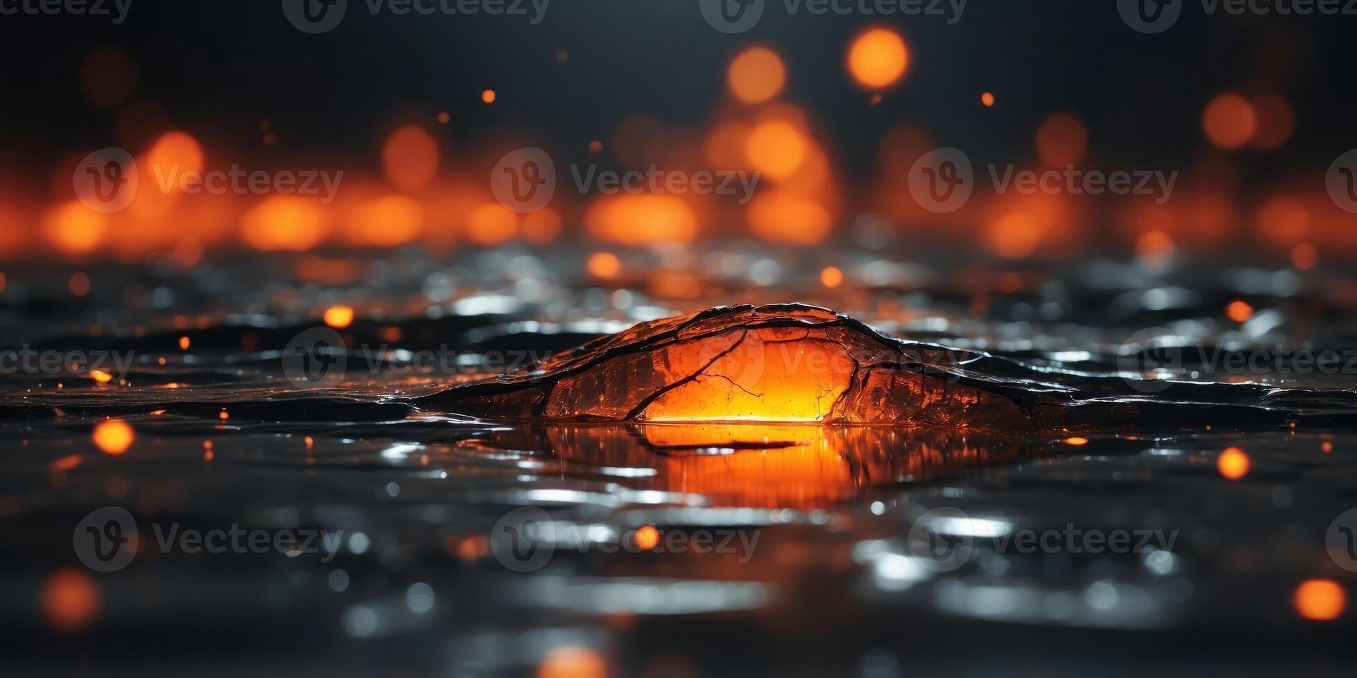 Abstract artwork featuring a crack with glowing orange highlights. photo