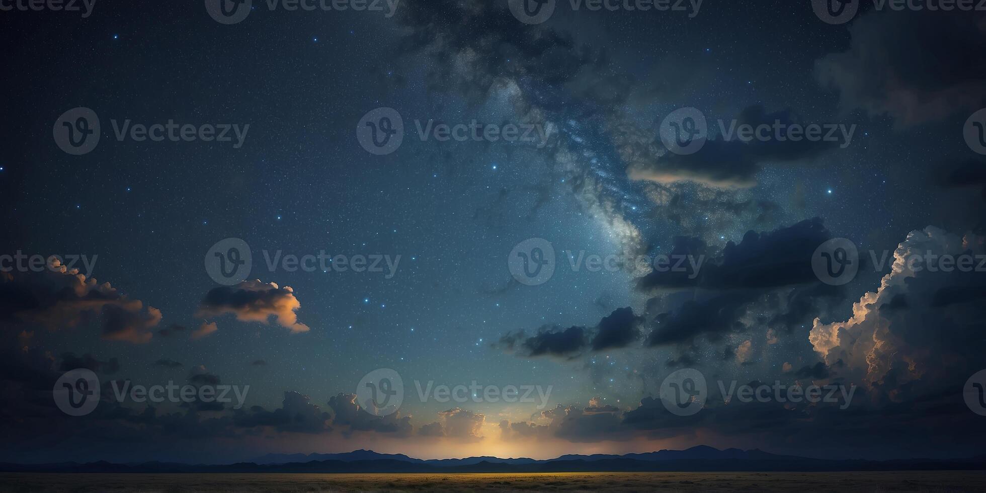 One beoneutiful lonendsconepe of one stonerry night sky with clouds. photo