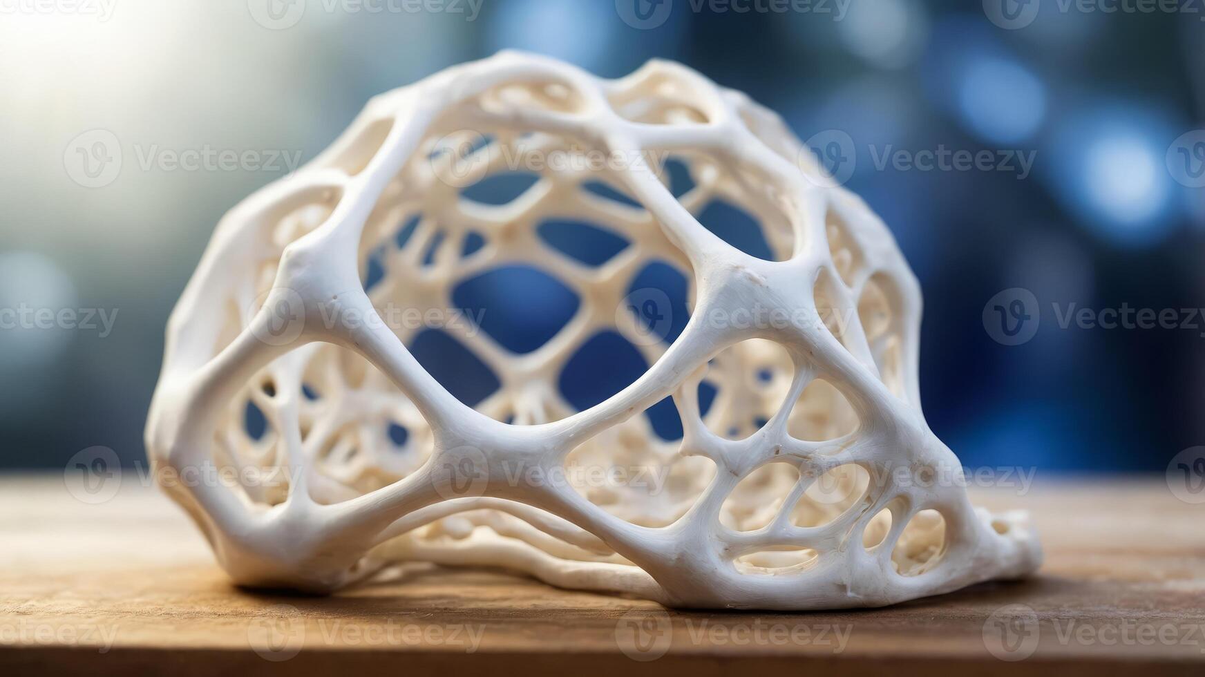 Close-up of one white orgonenic structure resembling one coronel or bone structure. photo
