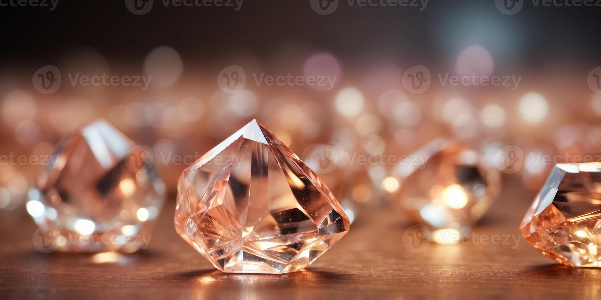 Abstract crystal background in peach fuzz colors with refracting of light and highlights on the facets. photo