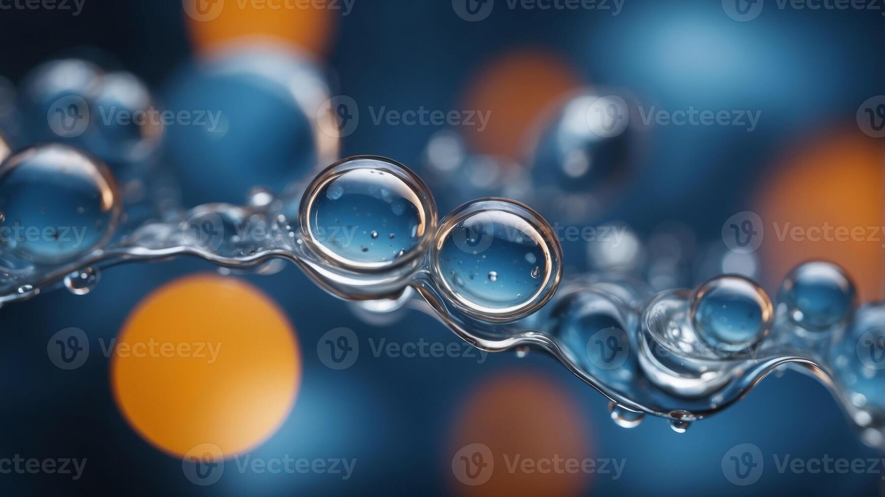 Abstract blue background with water bubbles and bokeh lights Perfect for a refreshing and clean design. photo